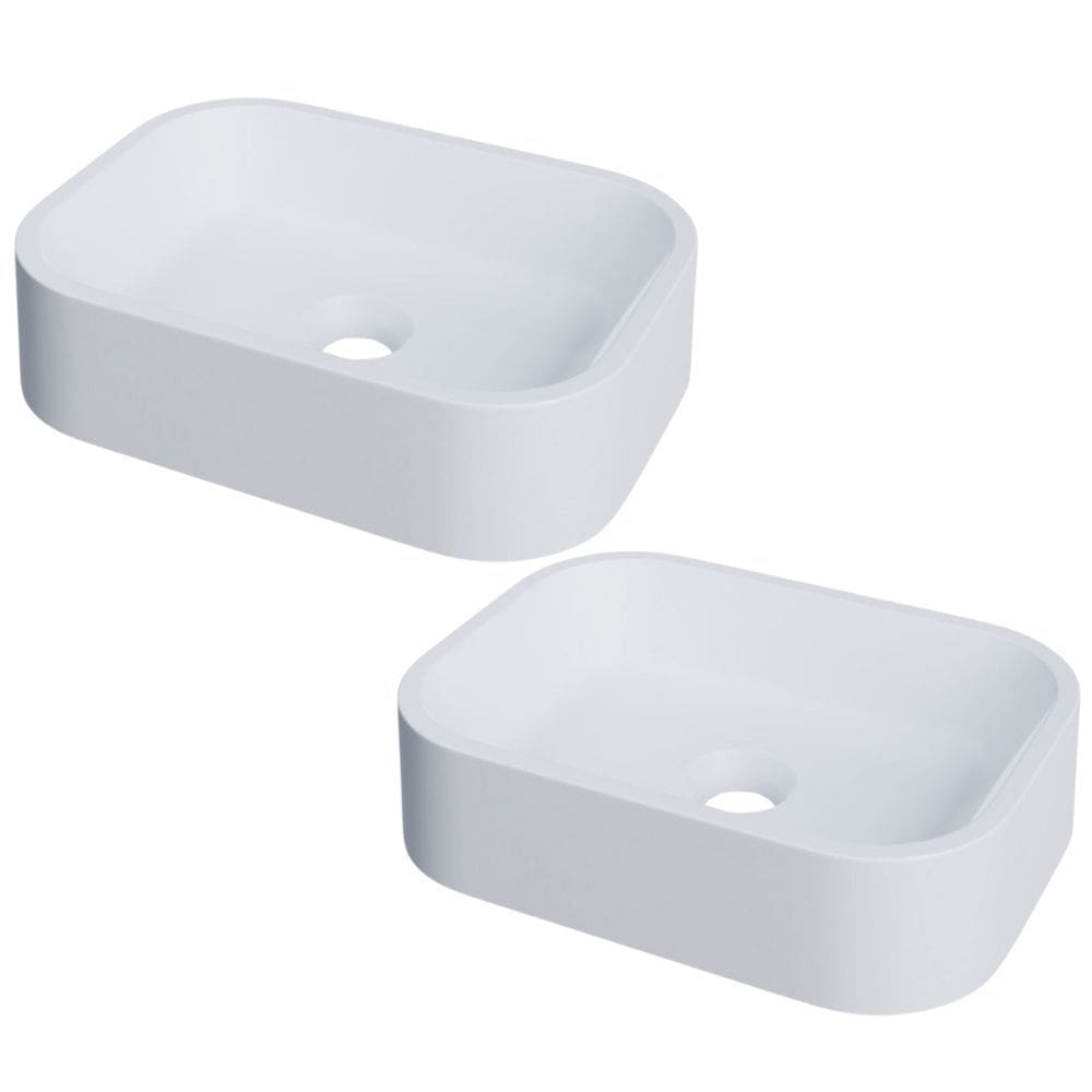 Kit 02 Cubas de Apoio Retangular Para Banheiro Lavabo C01 BR37W Branca Matte Fosca - Lyam