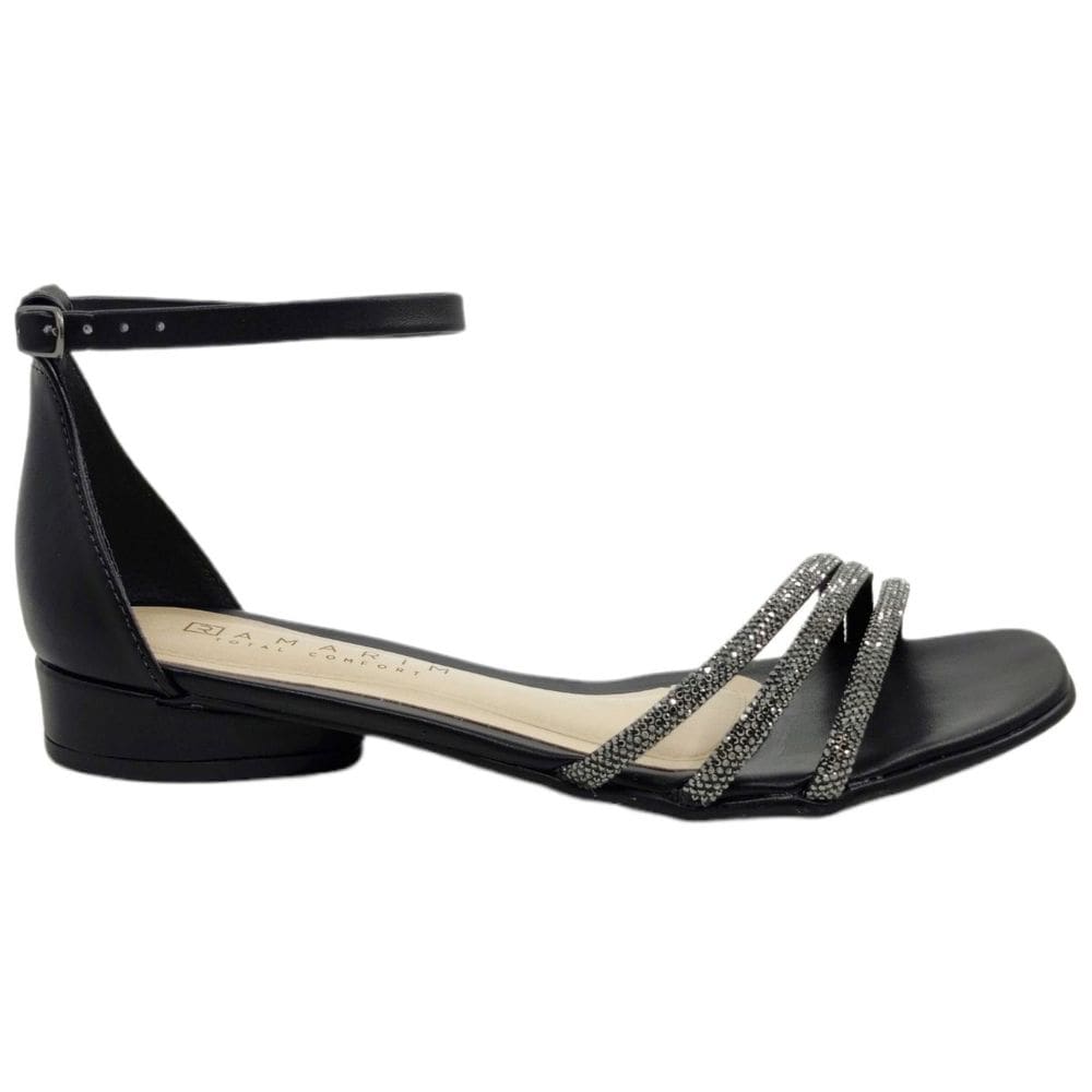 Sandália Feminina Casual Dia a Dia com Strass Salto Baixo Calcanhar Fechado Ramarim 2423208