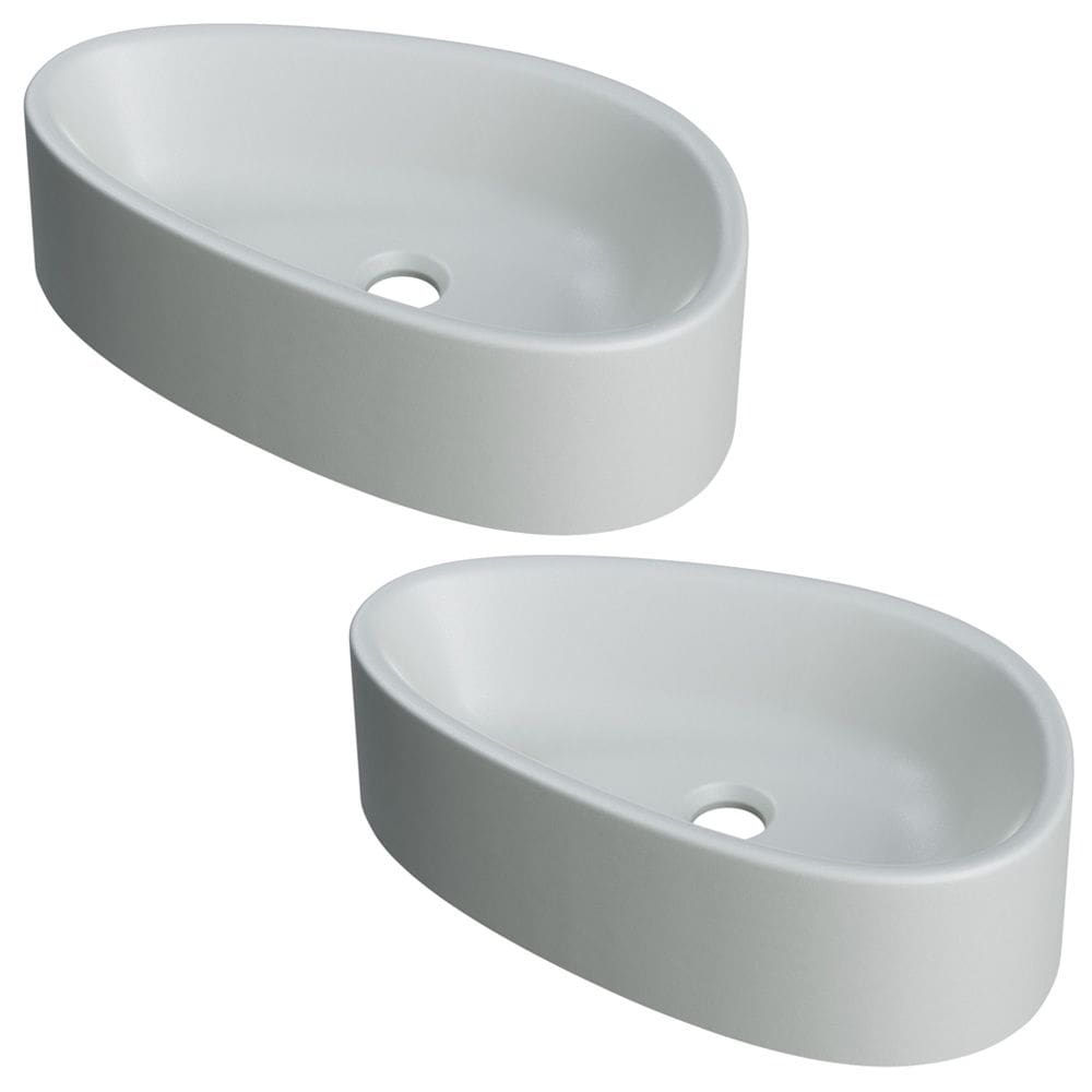 Kit 02 Cubas de Apoio Gota Para Banheiro Lavabo C01 BG43W Cinza Matte Fosca - Lyam