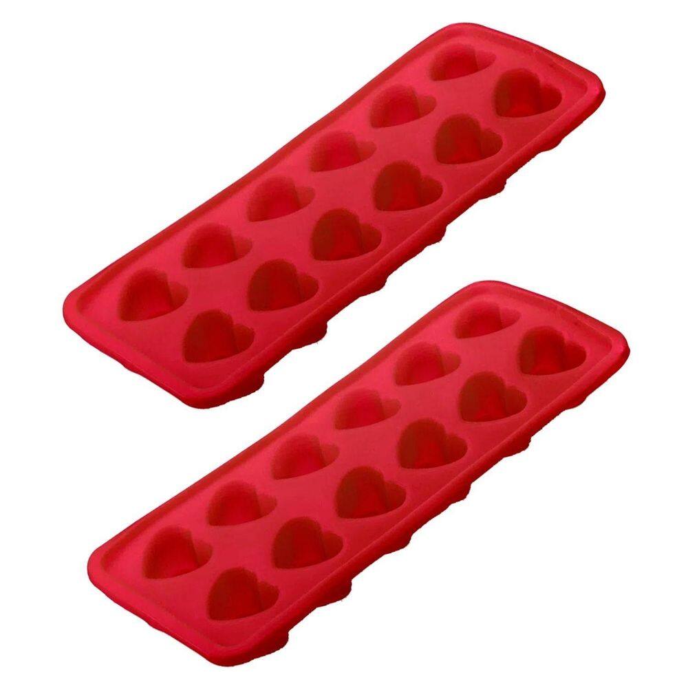 Kit 2 Formas Gelo Coração 12 Cavidades Feitas Silicone