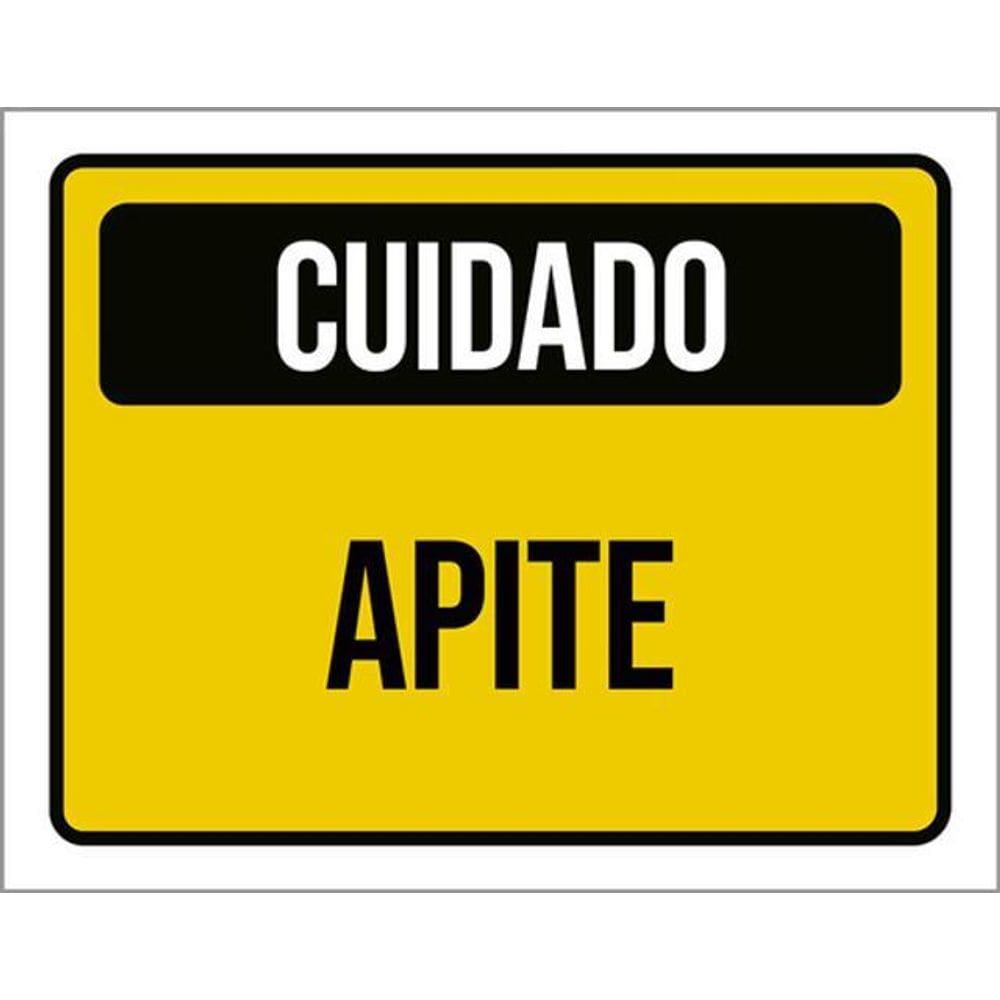 Kit 3 Placas Cuidado Apite Amarelo 36X46