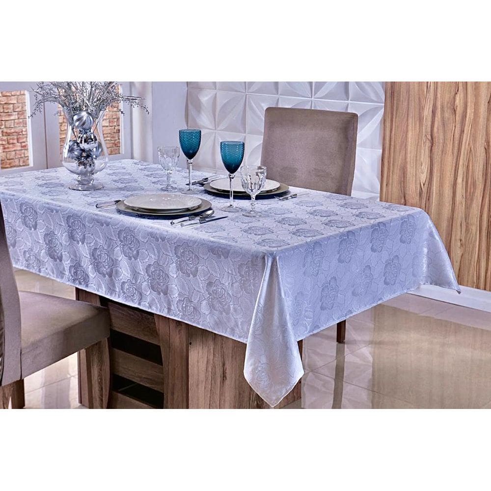 Toalha Mesa 10 Lugares Sala Jantar Jacquard Lisa 3,00M X