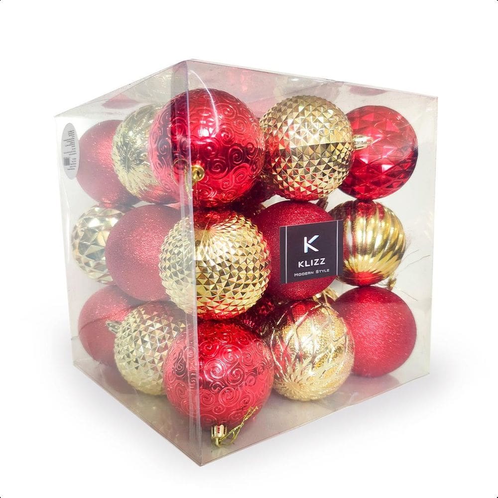 Bola De Natal 27 Un Grande 8Cm Mista Glitter Decorada Luxo