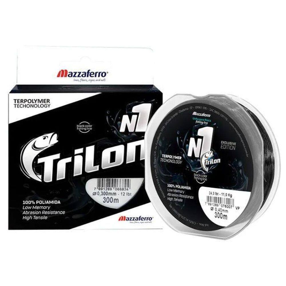 Linha Trilon Nylon Mazzaferro 0,30Mm N1 300M Soft Black