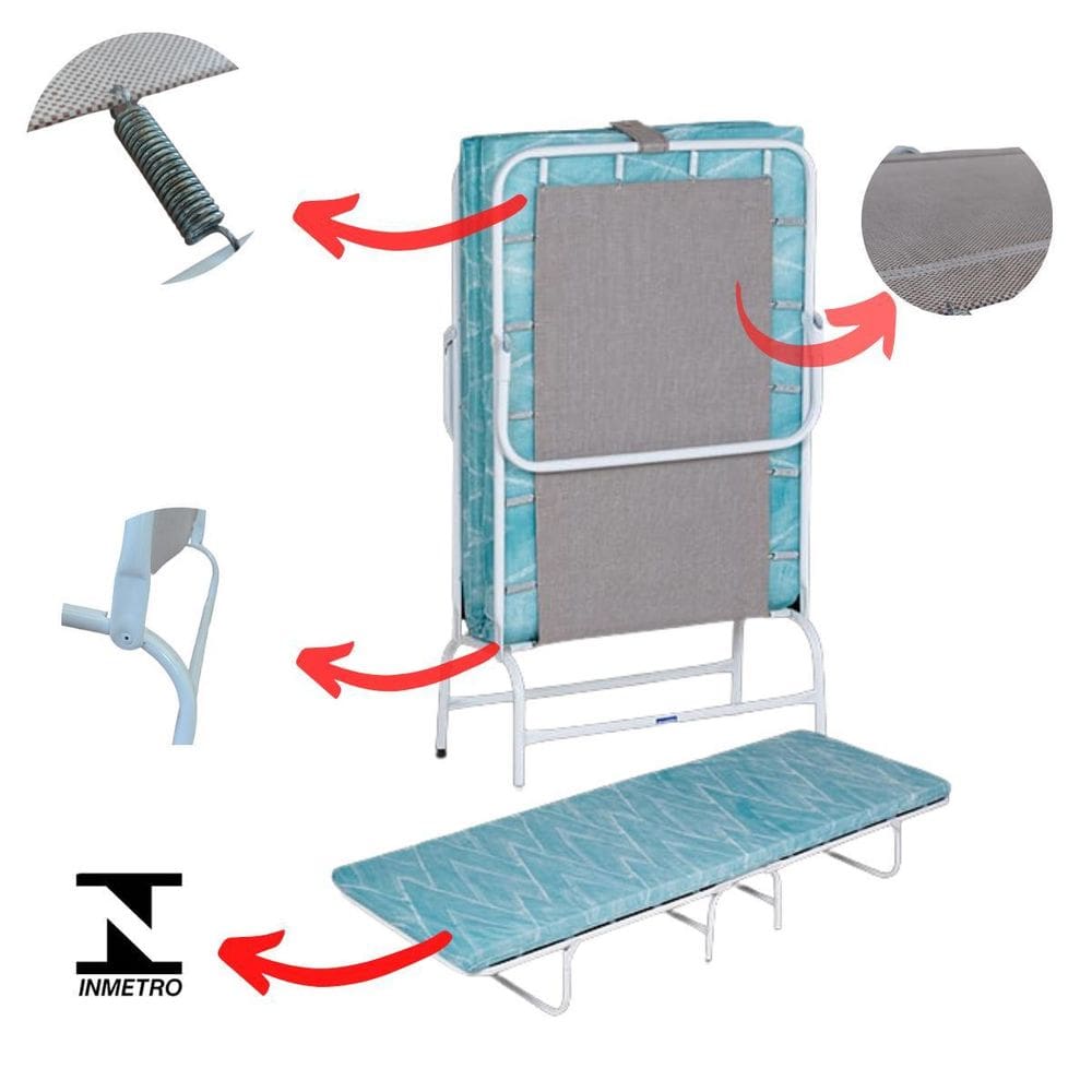 Cama Dobrável Lona Camping Com Colchão- Portátil Super Leve