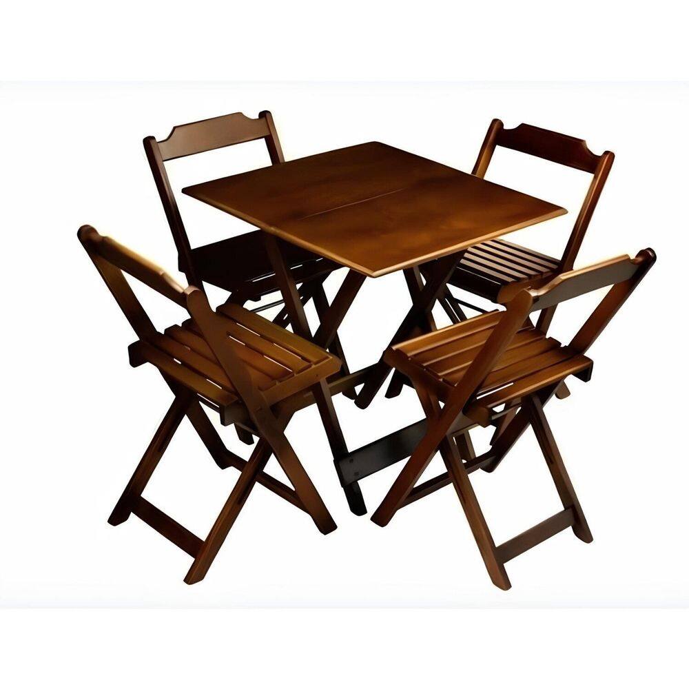 Conjunto Mesa Dobrável 70x70 Cm Com4 Cadeiras Imbuia