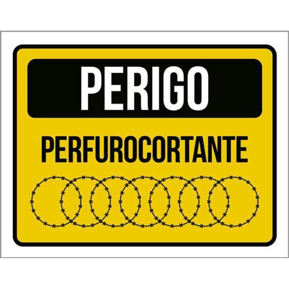 Kit 10 Placas Perigo Perfurocortante Amarela 36X46