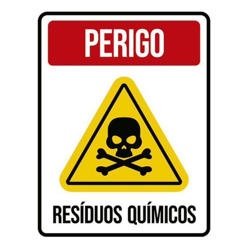 Kit 5 Placas Perigo Resíduos Químicos Caveira 36X46