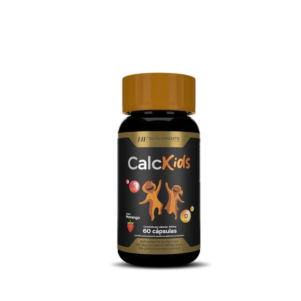 Calcio Kids 60 Caps Mastigavel Sabor Morango Hf Suplements