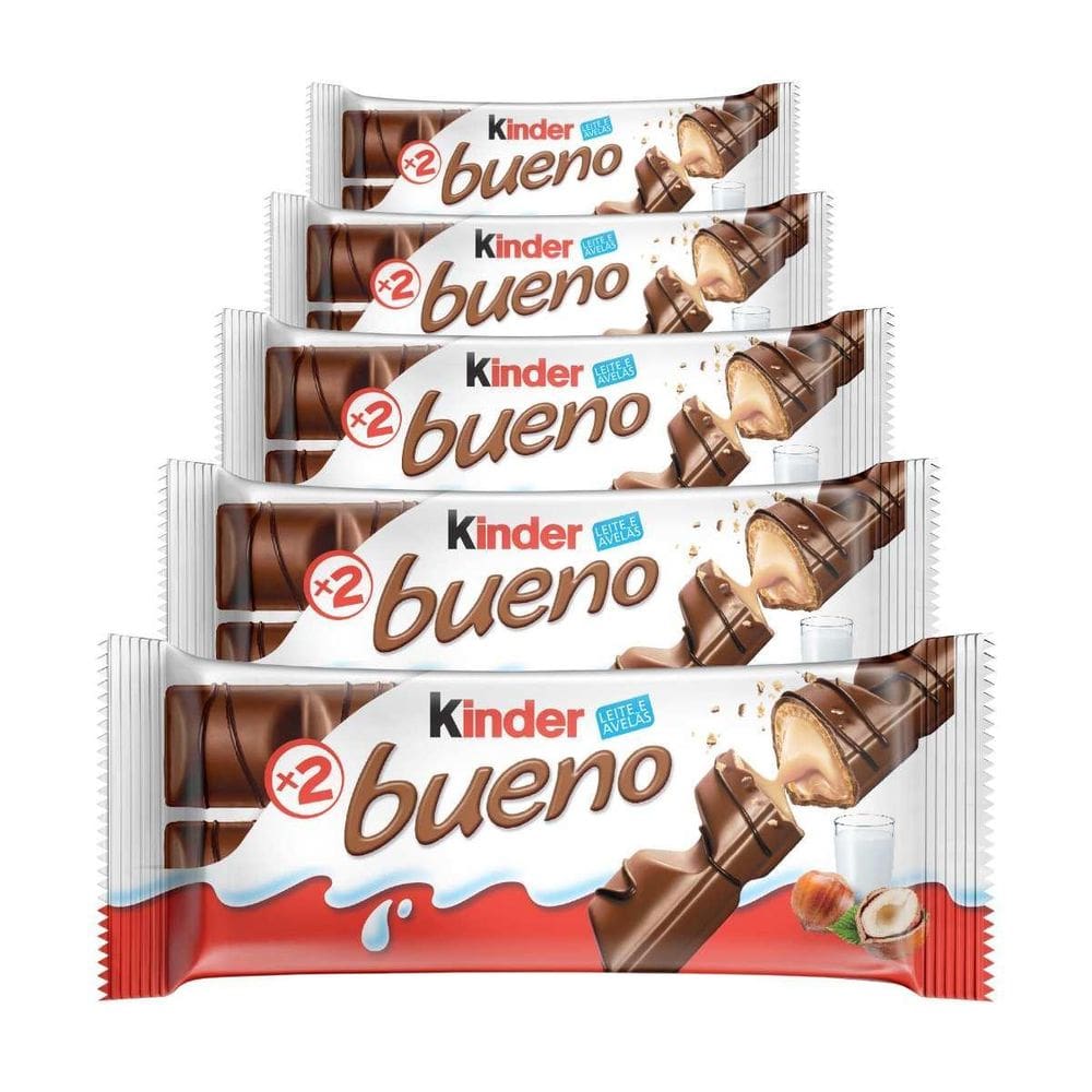 Chocolate, 5 Pacotes De 43G Kinder Bueno