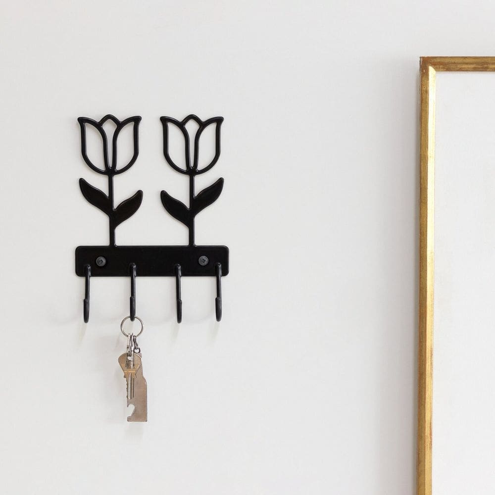 Gancho Decorativo de Parede Flor Preto