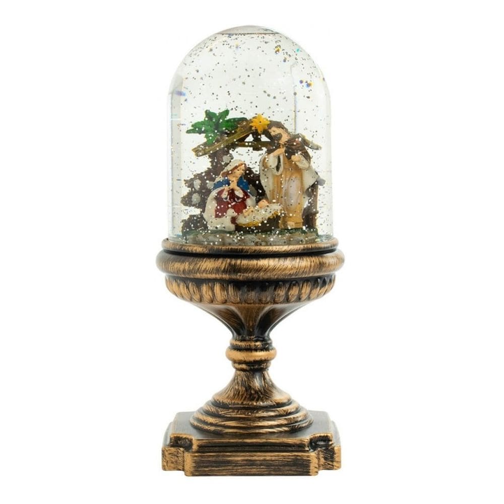 Luminária Natalina Grande Castiçal Natal Presépio Neve 27cm