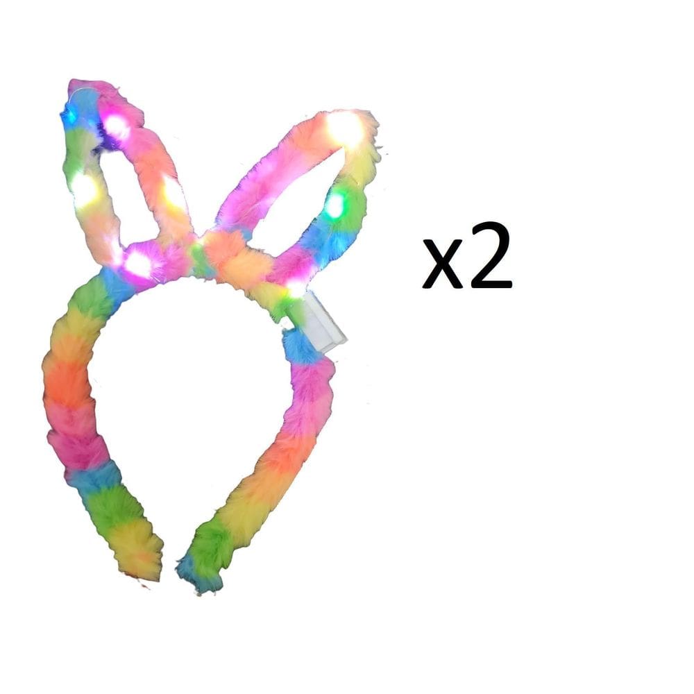 Tiara De Cabelo De Pelucia Led Que Pisca Coelhinha- Kit 2 Un