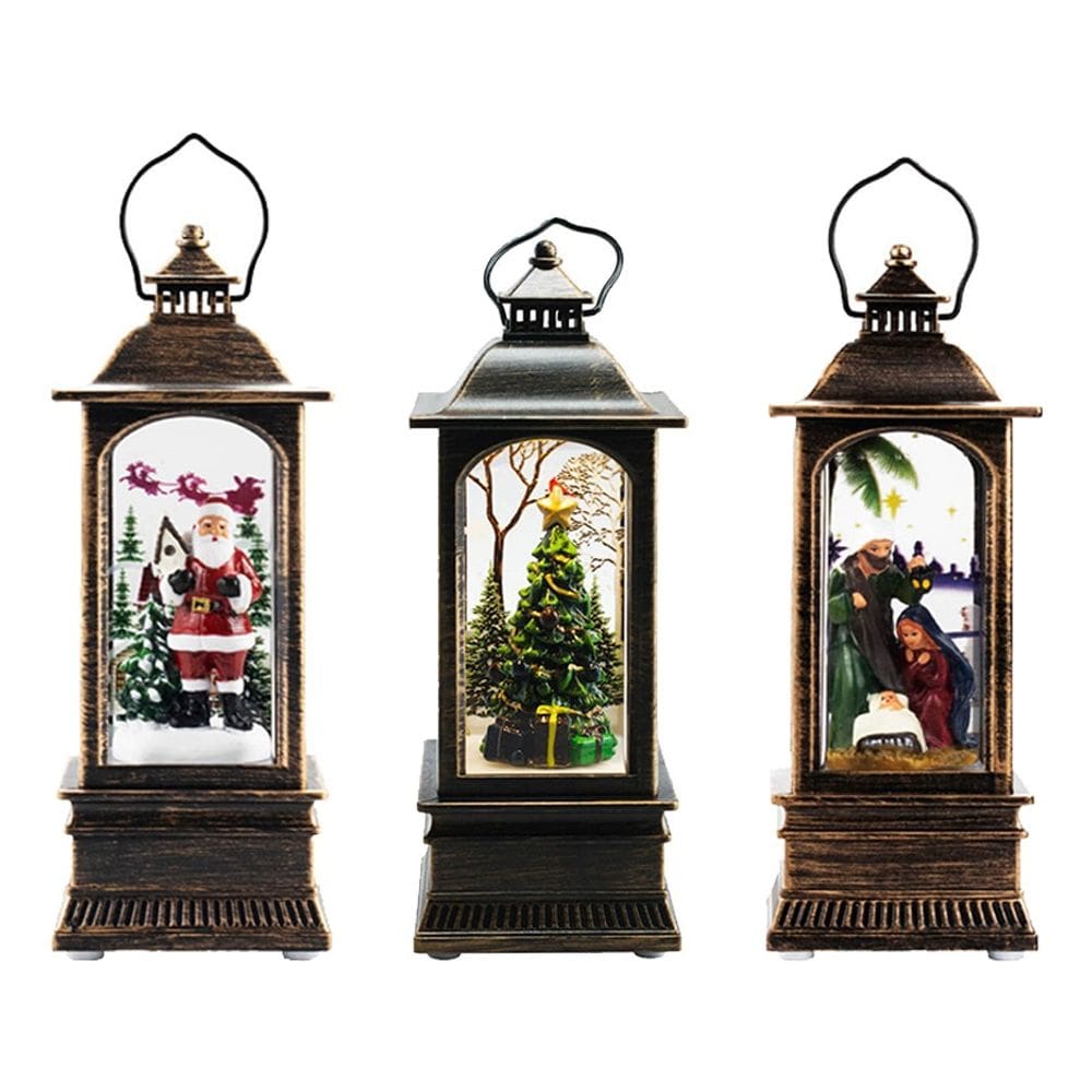 Kit 3 Luminárias Enfeites Natalinos Árvore Natal Papai Noel