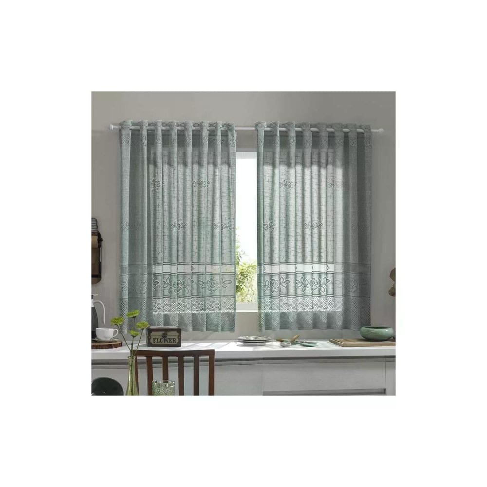 Cortina para Cozinha Donna 220x130 cm Renda Color Pistache