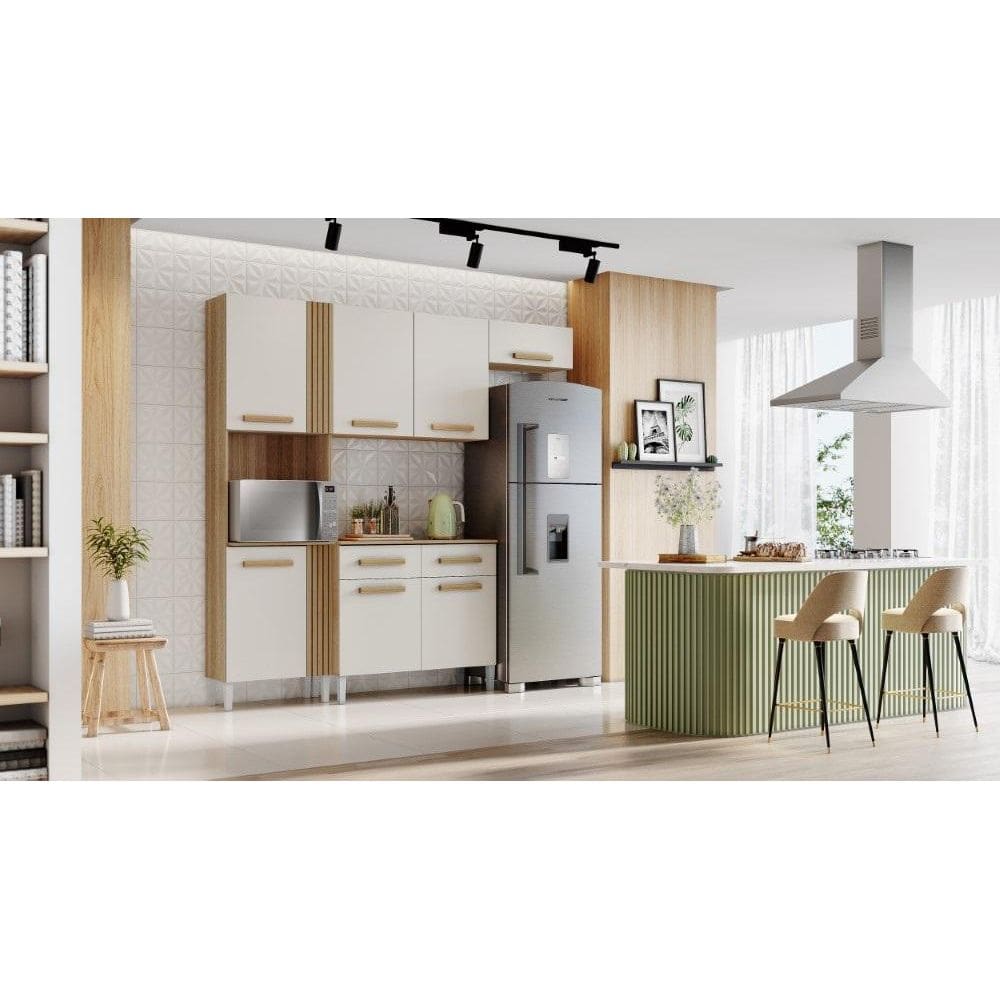 Armário De Cozinha com Balcão Juma Atacama/off White - Aramoveis