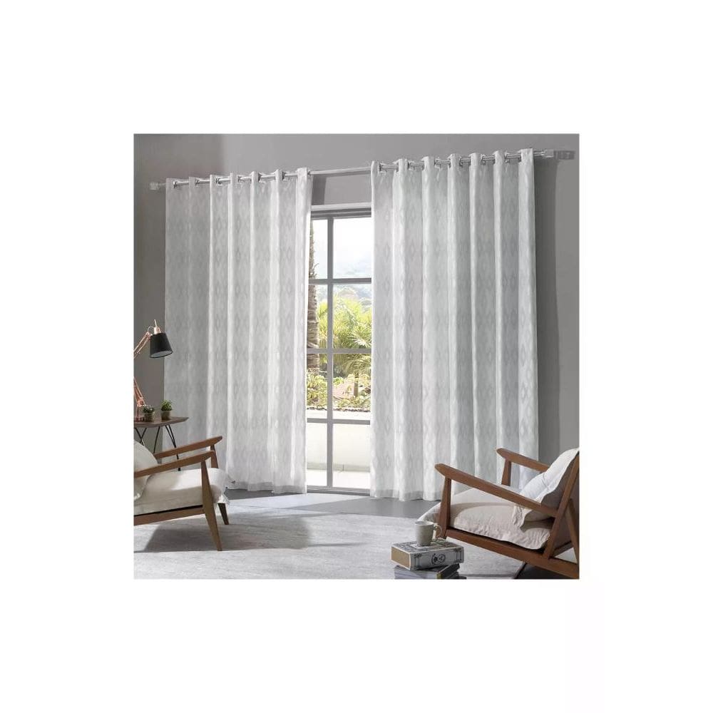 Cortina Bella Janela 300x170 cm Rústica Fenícia Etnico Alumínio