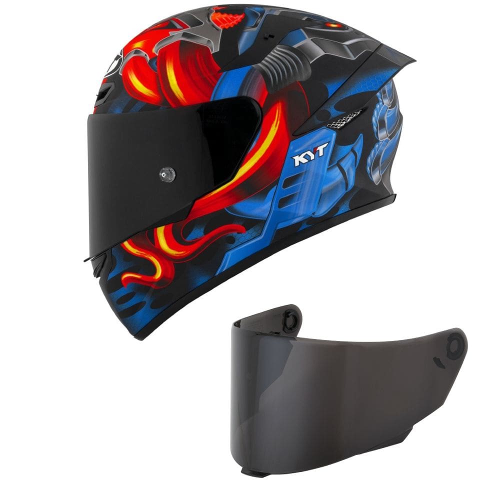 Capacete KYT TT Course Magnet Azul e Vermelho Mais Viseira Fumê