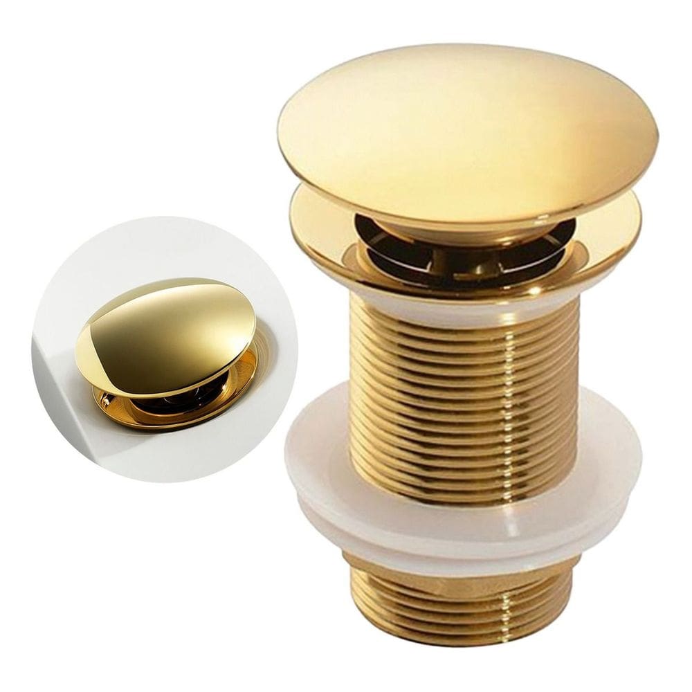 Válvula Click Luxo Inox Dourada Cuba Banheiro 7/8 Brinovar