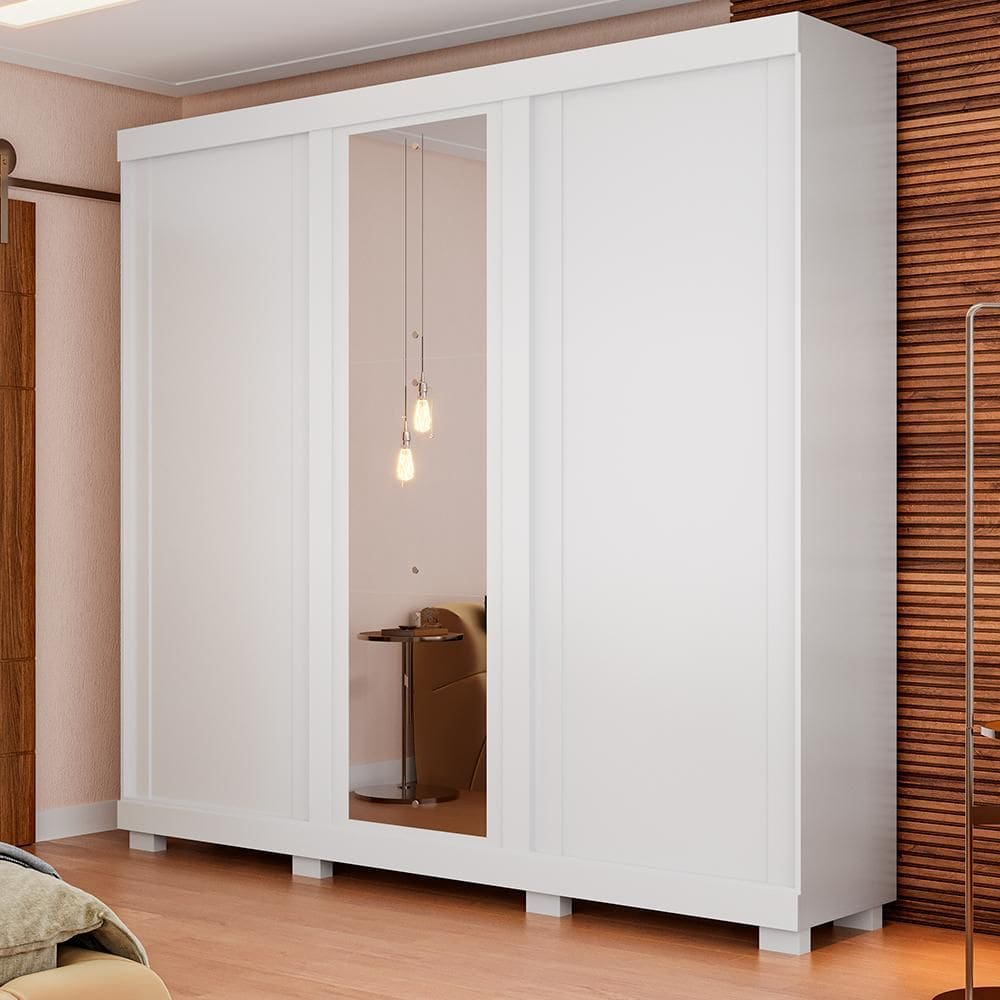 Guarda-Roupa Casal Japão Com Espelho 3 Portas Linhamobília
