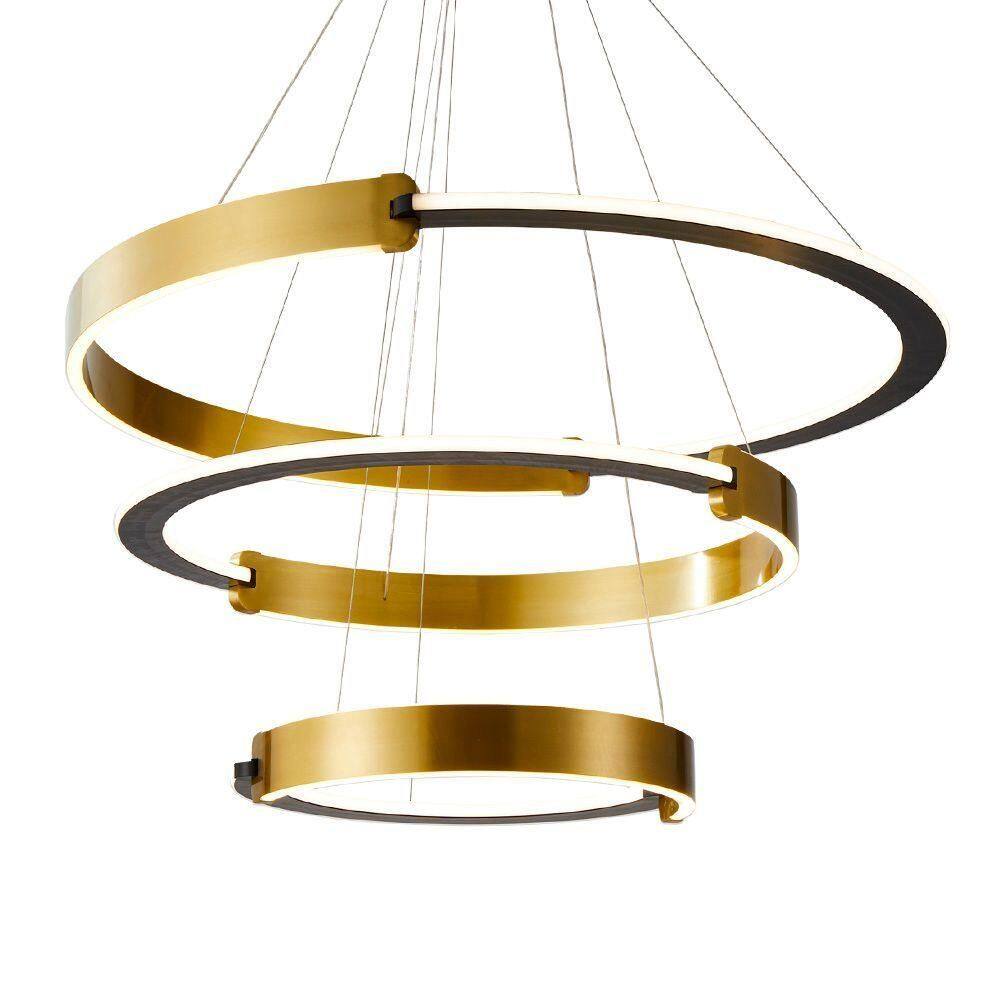 Lustre Pendente Nordecor Uoli 2574 Preto-ouro Fosco Led Bivolt