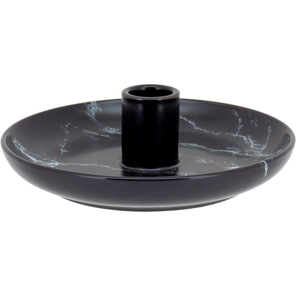 Castiçal Porta Velas Cerâmica 5x15x15cm Preto