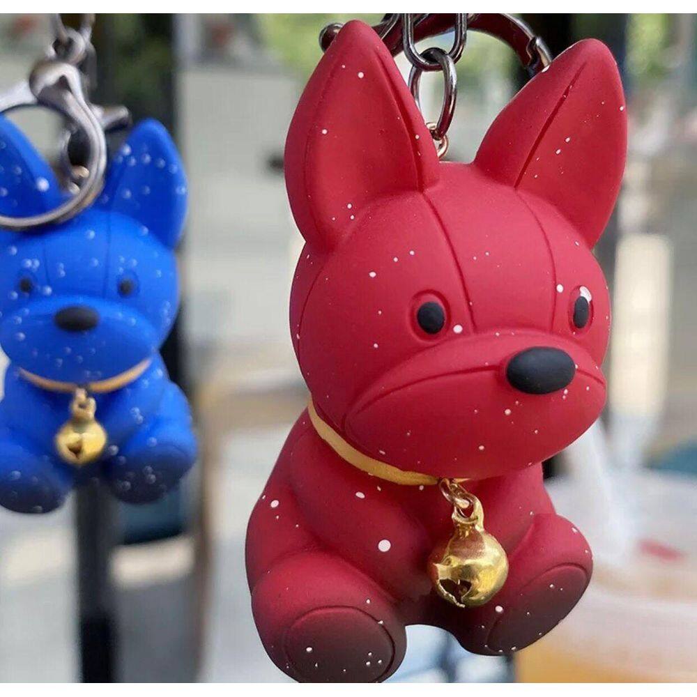 Chaveiro Pingente Buldogue Francês Cinza 6cm