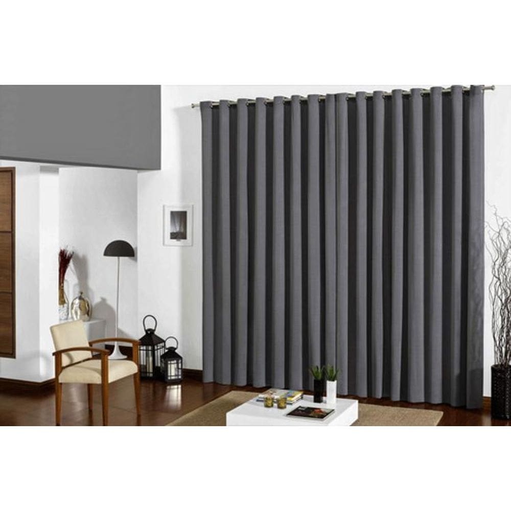 Cortina Para Quarto Sala Tecido Blackout Cinza 2,60X1,80