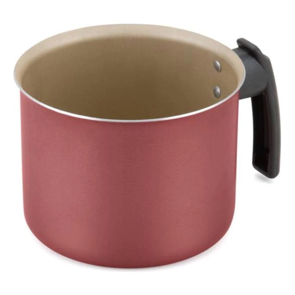 Leiteira Fervedor Caneco Antiaderente Bege Com Cereja 16cm