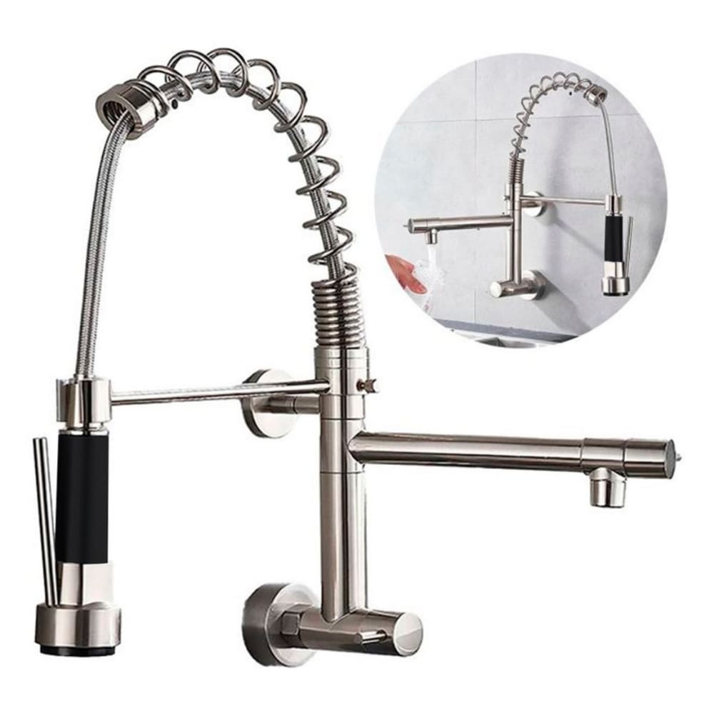 Torneira De Parede Cozinha Gourmet 2 Saídas Aço Inox Prata Brinovar