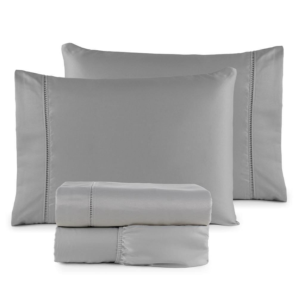 Roupa De Cama Solteiro Suavit 400 Fios 03 Peças - Cinza