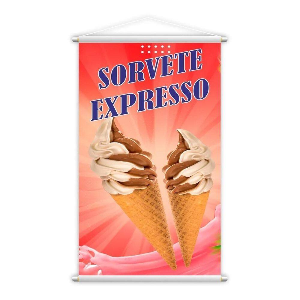 Banner Sorvete Expresso Soft Casquinha Sorveteria 80X50Cm