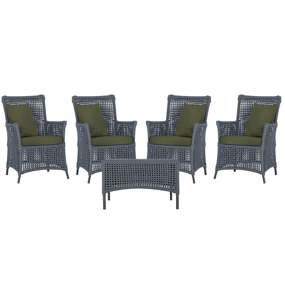 4 Poltronas e 1 Mesa Igapó em Alumínio Pintura Preta Corda Náutica Estofado 13