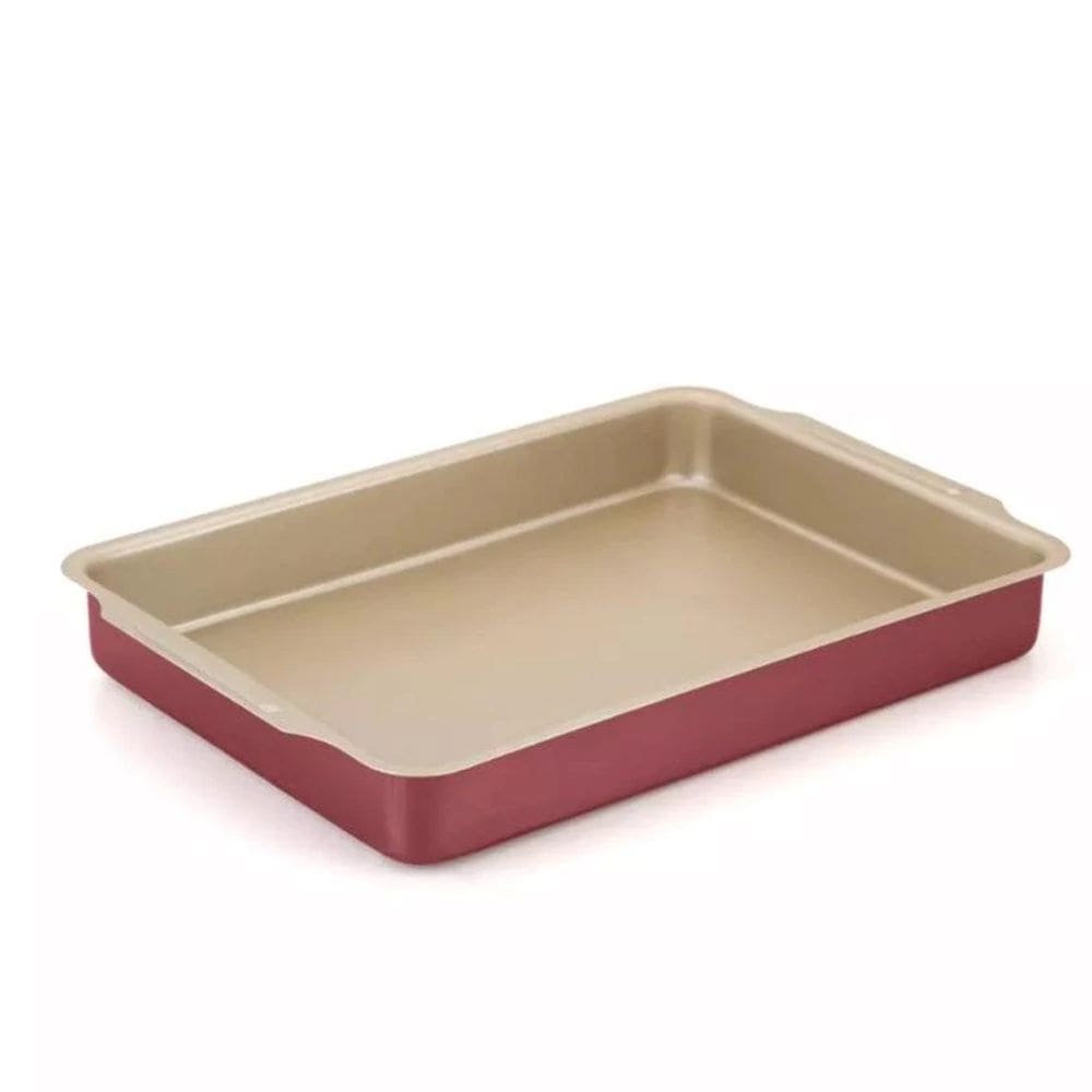 Assadeira Retangular Antiaderente Teflon Bege com Cereja Nº 02 34x23cm