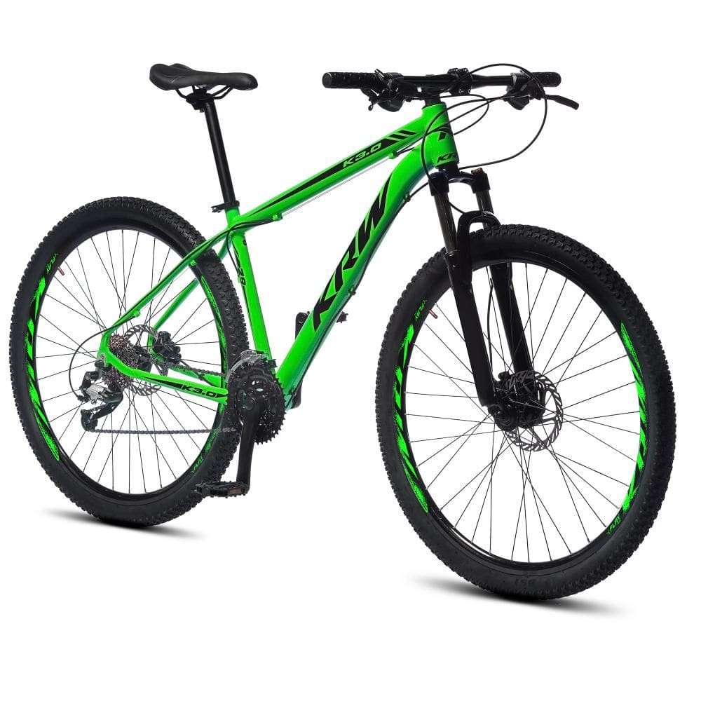 Bicicleta Aro 29 KRW Alumínio 27 Velocidades Shimano Acera Freio Hidráulico Suspensão dianteira com Trava de ombro Mountain Bike S31