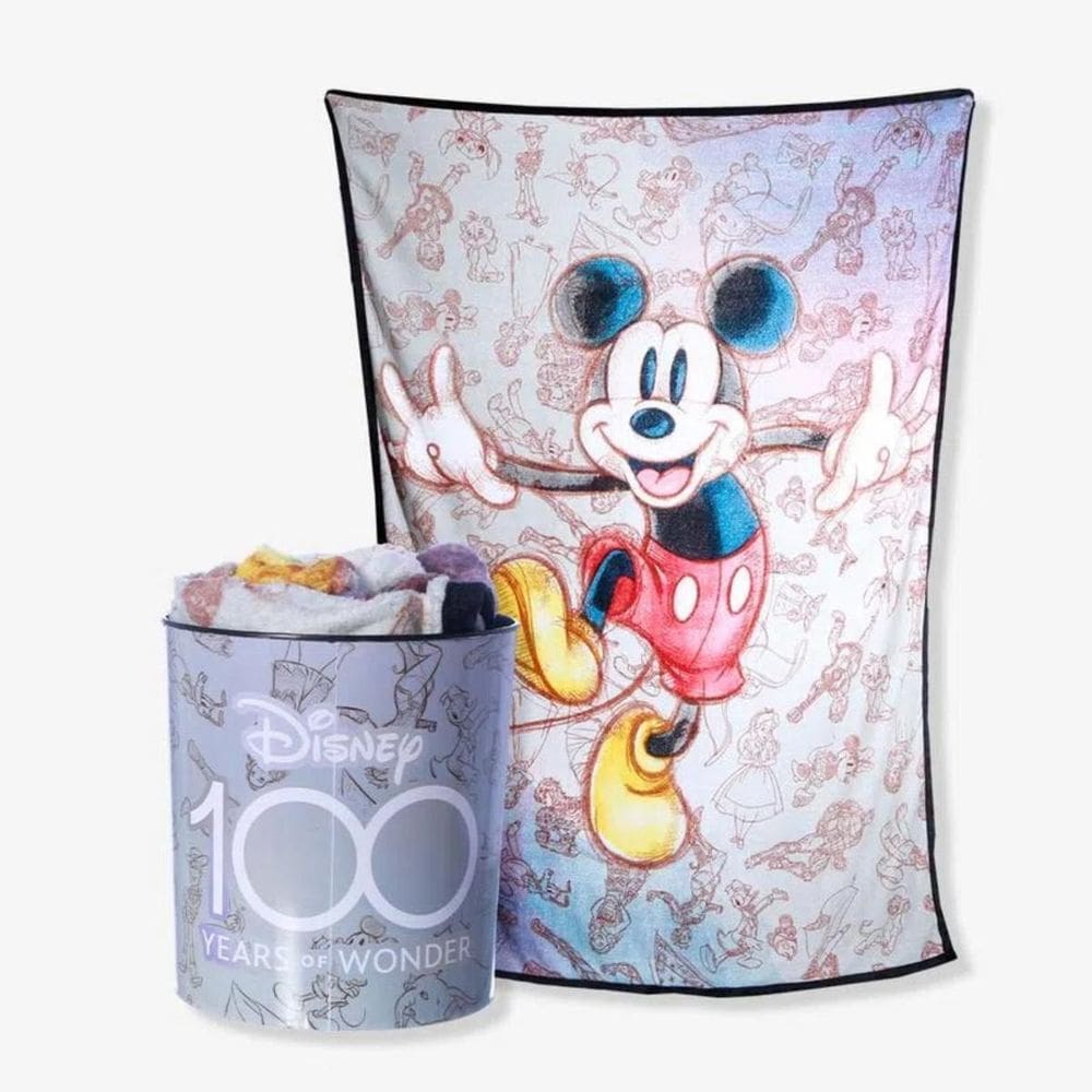 Kit Balde De Pipoca+Manta Disney Mickey Especial 100 Anos De Admiração