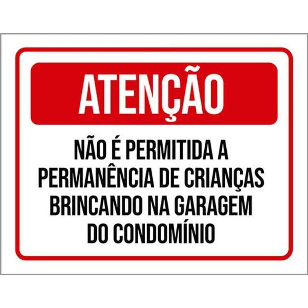 Kit 10 Placa Permitido Crianças Brincando Garag 36X46