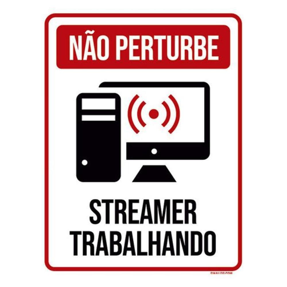 Kit 10 Placas Não Perturbe Streamer Trabalhando 36X46