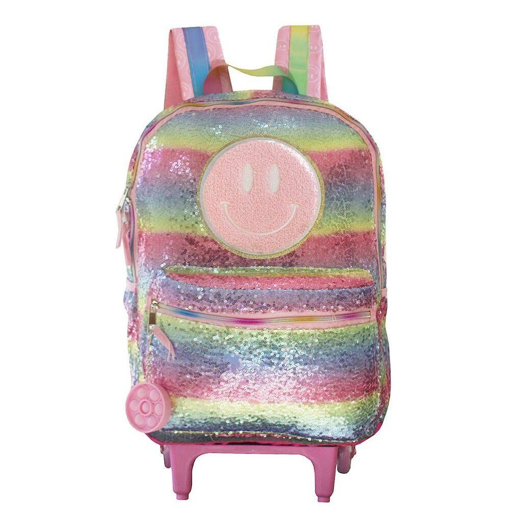 Mochila Escolar com Rodinhas - Estampa de Lantejoulas