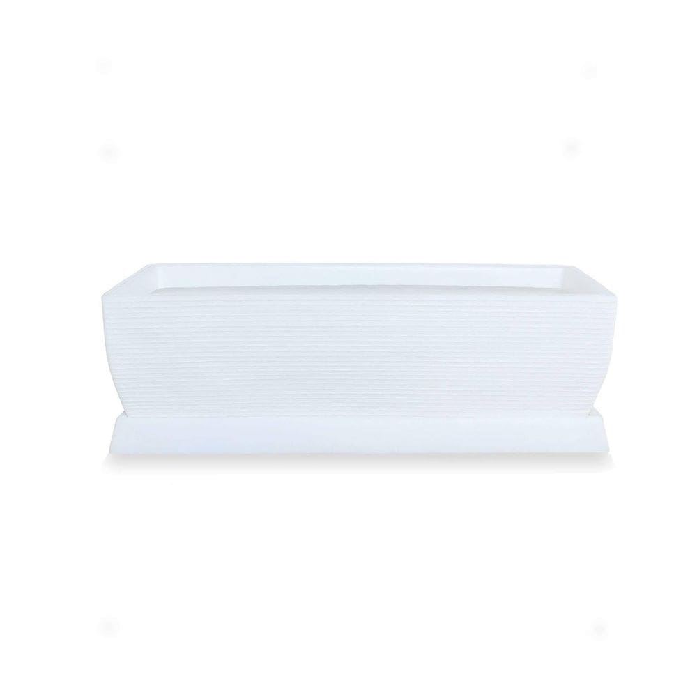Vaso Jardineira Decorativo Polietileno 80X30 + Prato Branco