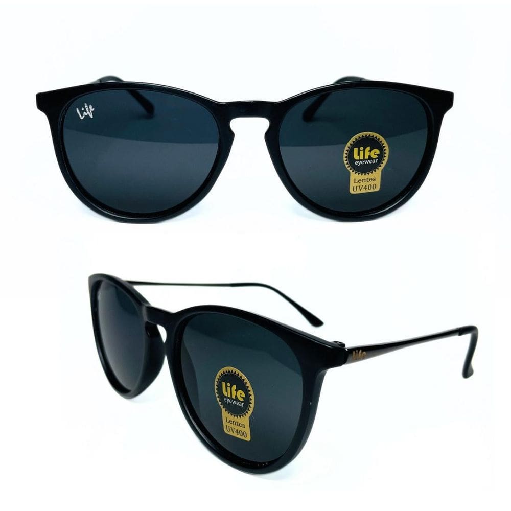 Óculos De Sol Masculino Feminino Life Hope Oval Preto