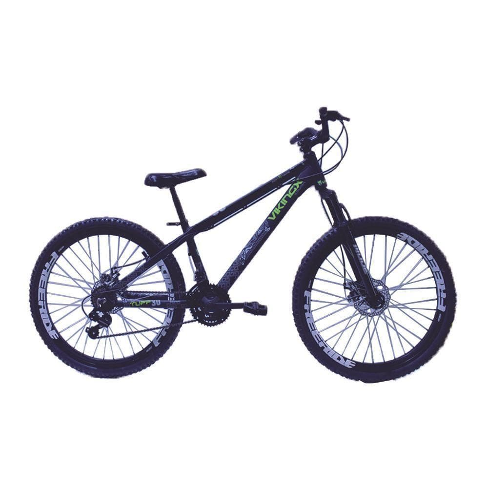 Bicicleta Vikingx Tuff 30 Freeride Aro 26 Freio A Disco Cambios Shimano Preto Amarelo Neon