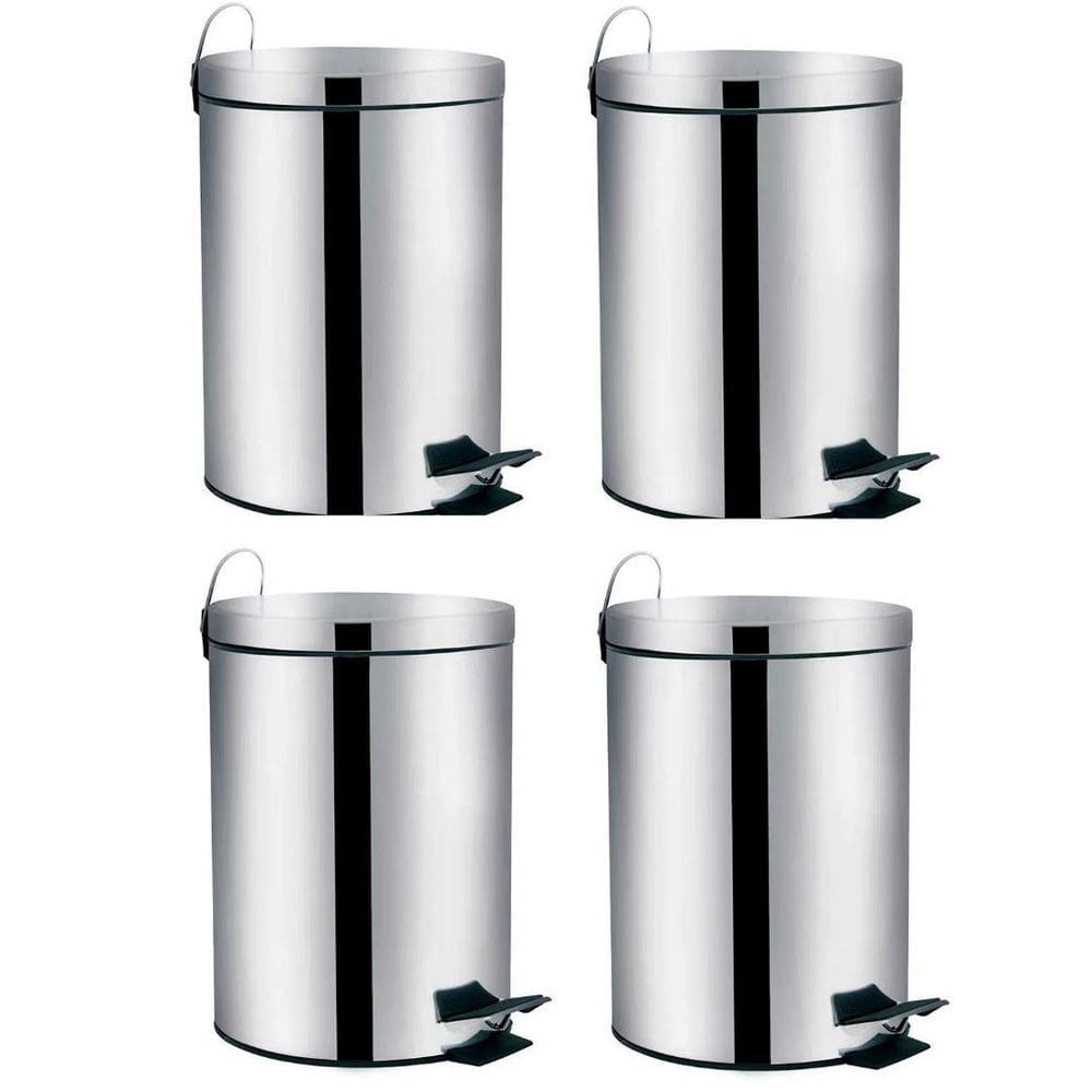 Kit 4 Lixeiras Cesto Lixo Inox Banheiro Cozinha 5 Litros