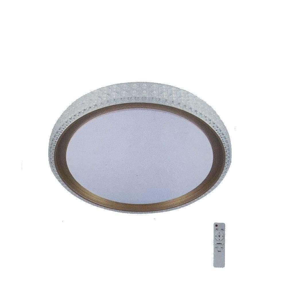 Plafon Led Redondo Kenle 50Cm 36W 3 Tons Dourado Novo