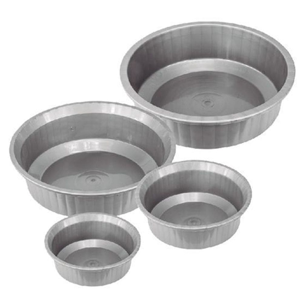 Bacia De Plastico Redonda Canelada Cinza Com 4 Pecas