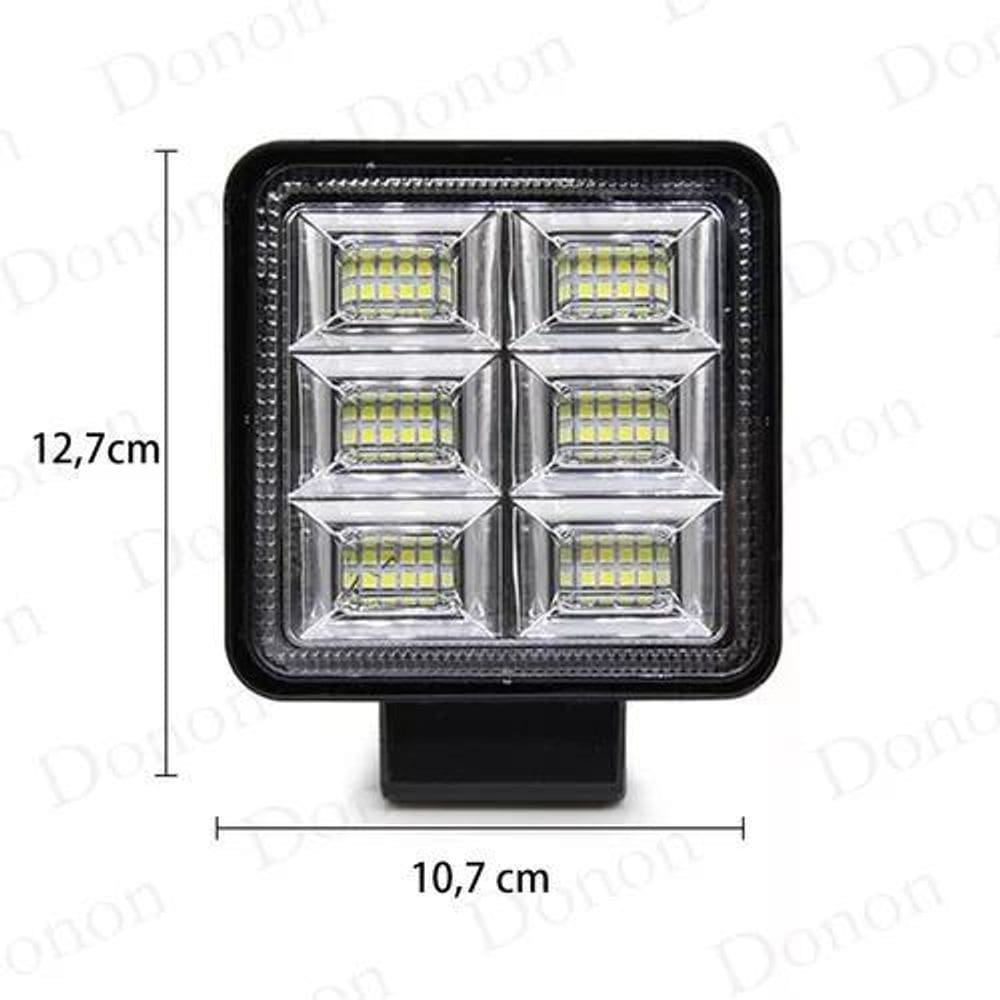 Farol Auxiliar De Led Com Função Estrobo Quadrado 144W 12V/24V