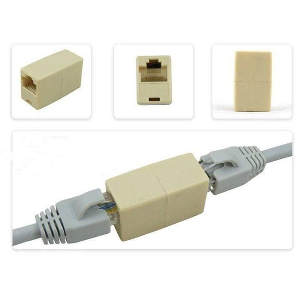 2X Emenda Cabo Rede Extensão Internet Adaptador Rj45 Fêmea