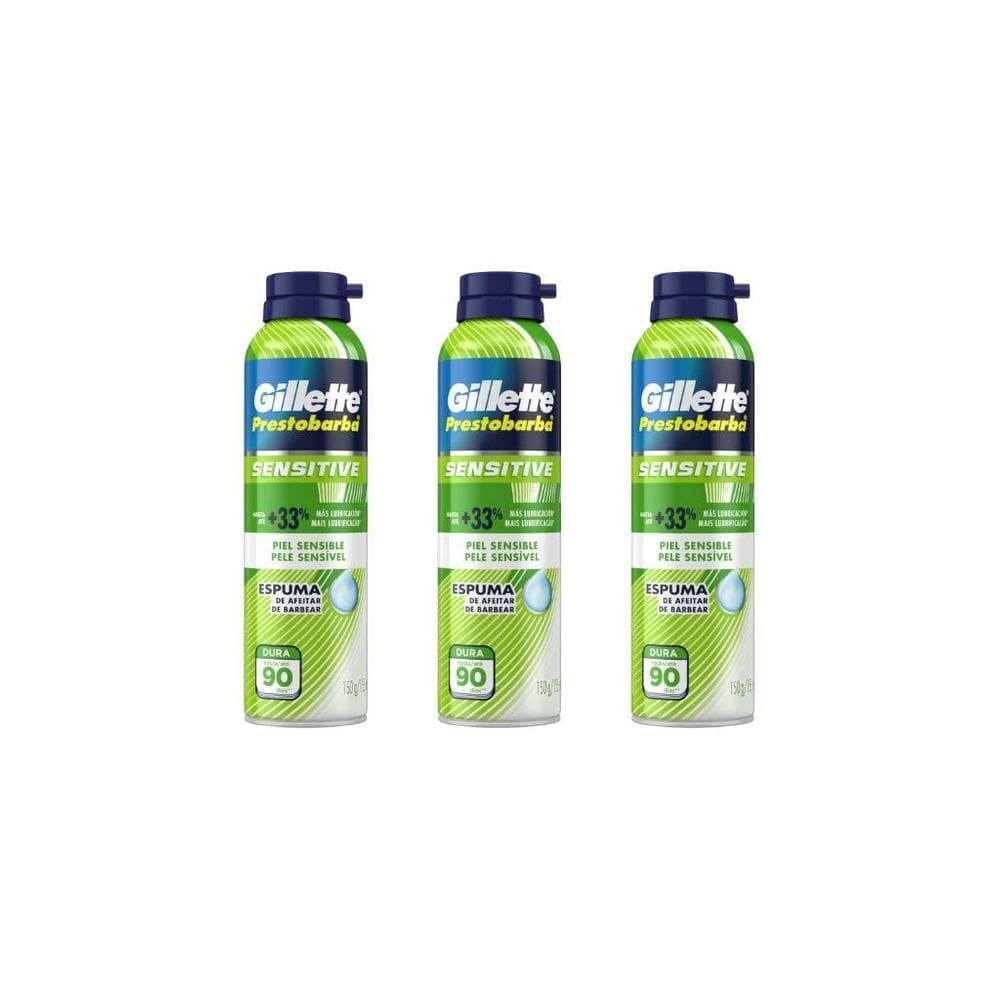 Espuma De Barbear Gillette Prestobarba 150G Sensivel-Kit 3Un