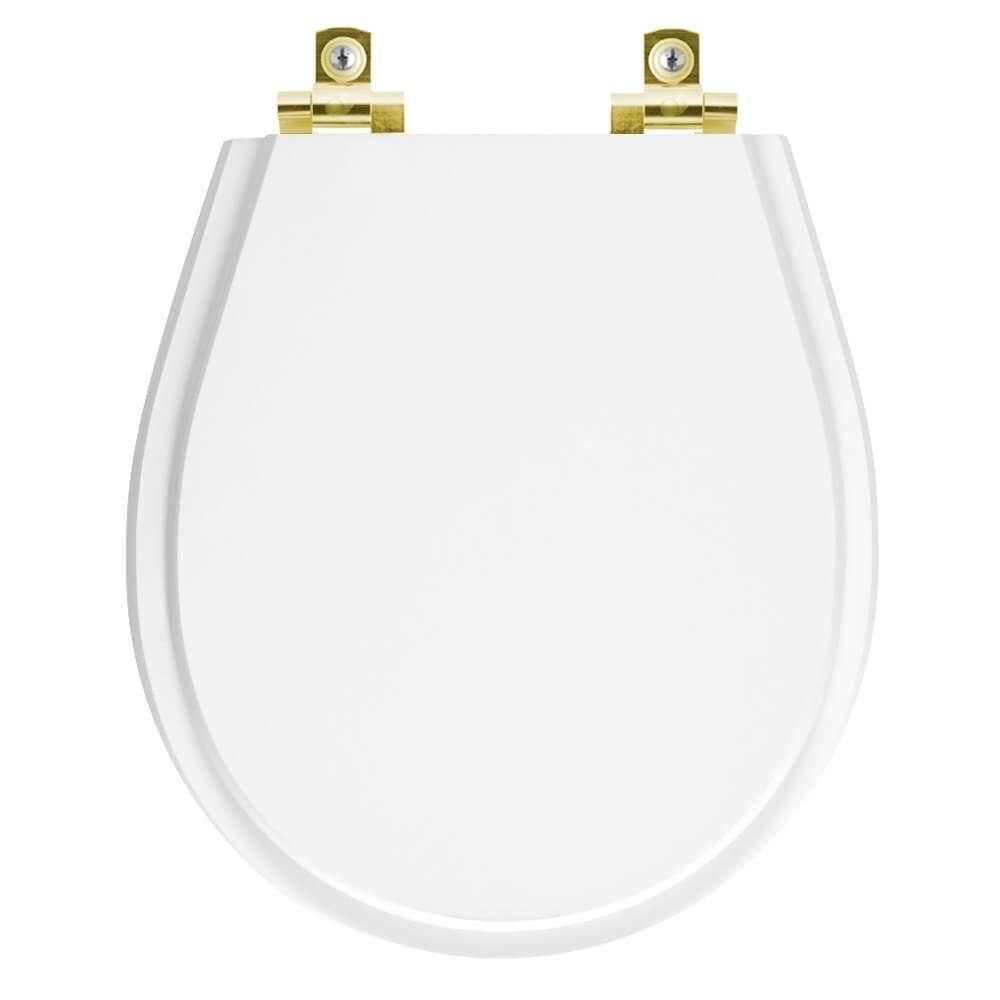 Assento Sanitário Soft Close Avalon Branco para vaso Ideal Standard com Ferragem Dourada