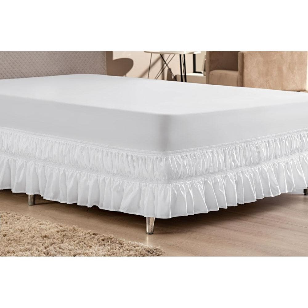 Saia P Cama Box King Size Com Duplo Elástico - Branco